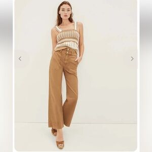 NWT Veronica Beard DEEP OCHRE HILDE HR WIDE LEG PANT Size 26